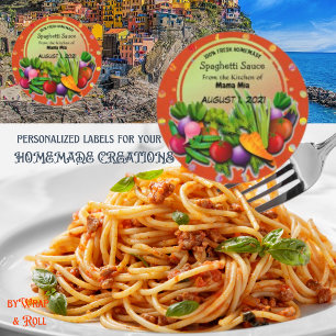 スパゲッティソースのカスタマイズクラシック可能なラウンドステッカー ラウンドシール