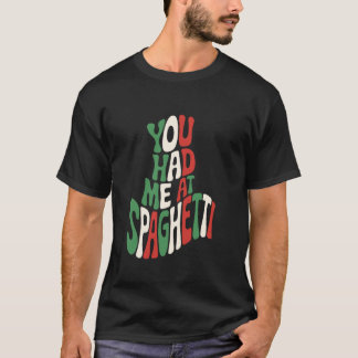 スパゲッティヌードル用イタリアンパスタラバーデザイン L Tシャツ