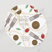 スパゲッティパスタプレート誕生日パーティー招待 案内状 (正面/裏面)