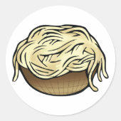 スパゲッティパスタ麺料理のボウル ラウンドシール (正面)
