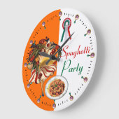 スパゲッティパーティーのダンス、イタリアンな台所およびトマト ラージ壁時計 (傾斜)