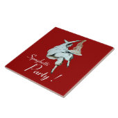 スパゲッティパーティーイタリアン、キッチンディナー招待状 タイル (側面)