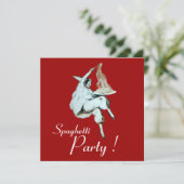 スパゲッティパーティーイタリアン、キッチンディナー招待状 招待状 (スタンド正面)