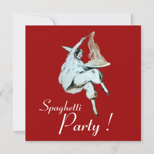 スパゲッティパーティーイタリアン、キッチンディナー招待状 招待状 (正面)