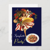 スパゲッティパーティーダンスイタリアン、キッチン、トマト インビテーションポストカード (正面/裏面)
