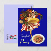 スパゲッティパーティーダンスイタリアン、キッチン、トマト ポストカード (正面/裏面)