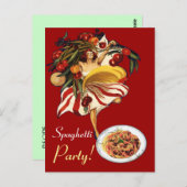 スパゲッティパーティーダンスイタリアン、キッチン、トマト ポストカード (正面/裏面)