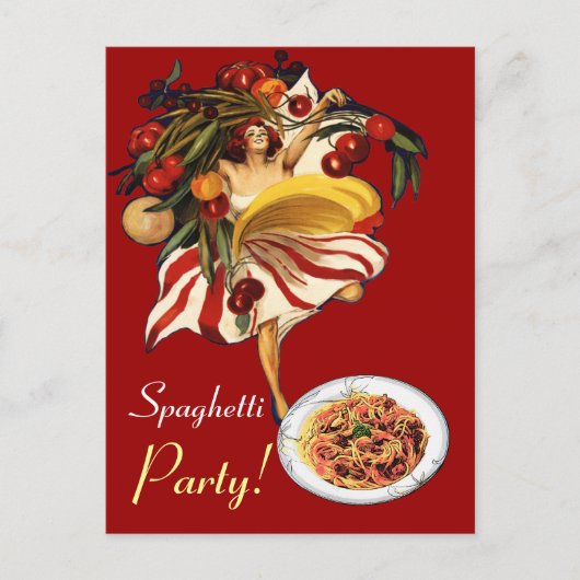 スパゲッティパーティーダンスイタリアン、キッチン、トマト ポストカード (正面)