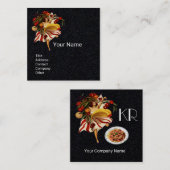 スパゲッティパーティー大連キッチントマト黒 スクエア名刺 (正面/裏面)