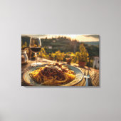 スパゲッティボロネーズオンヴィネヤードテラステーブル キャンバスプリント (正面)