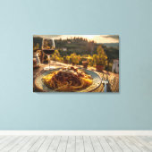 スパゲッティボロネーズオンヴィネヤードテラステーブル キャンバスプリント (インサイチュ (ウッドフロア))