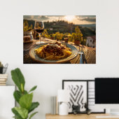 スパゲッティボロネーズオンヴィネヤードテラステーブル ポスター (ホームオフィス)