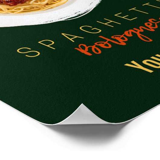 スパゲッティボロネーゼのパスタ麺グルメシェフ ポスター (角)