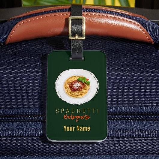 スパゲッティボロネーゼのパスタ麺グルメシェフ ラゲッジタグ (正面インサイチュ2)