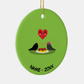 スパゲッティミートボールロマンチックなデート |名前の追加 セラミックオーナメント (右)