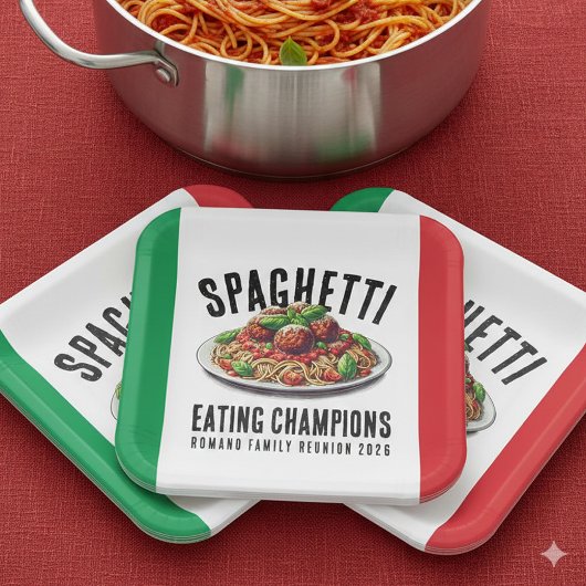 スパゲッティ大食いチャンピオン家族の再会 ペーパープレート