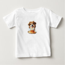 スパゲッティ好きな犬のTシャツ