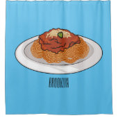 スパゲッティ漫画イラストレーション シャワーカーテン (正面)