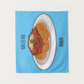 スパゲッティ漫画イラストレーション タペストリー (正面)