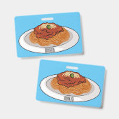 スパゲッティ漫画イラストレーション バッジ (正面＆裏面)