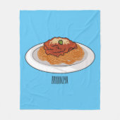 スパゲッティ漫画イラストレーション フリースブランケット (正面)