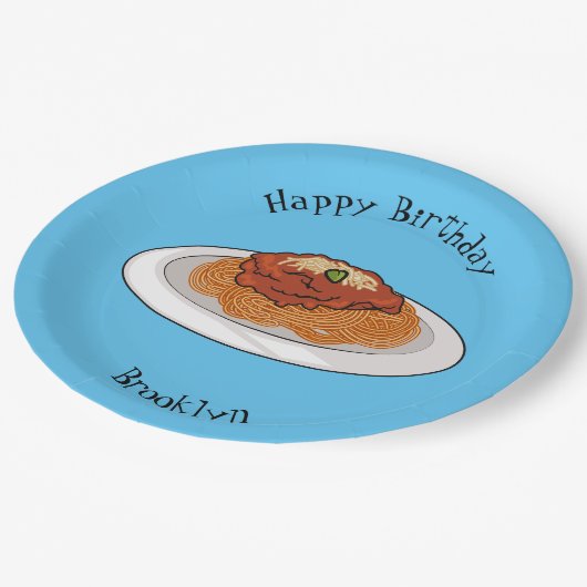 スパゲッティ漫画イラストレーション ペーパープレート (アングル)