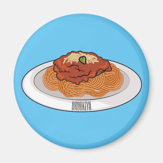 スパゲッティ漫画イラストレーション マグネット (正面)