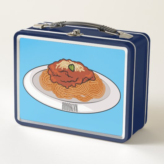 スパゲッティ漫画イラストレーション メタルランチボックス (正面)