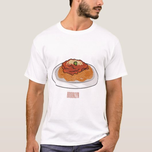 スパゲッティ漫画イラストレーション Tシャツ (正面)