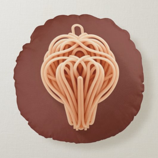 スパゲッティ麺ユニーク柄 ラウンドクッション (正面)