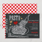 スパゲッティ パスタ チョーク ラスティック バレンタインディナー 招待状 (正面/裏面)