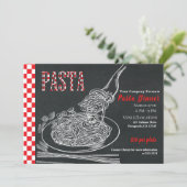 スパゲッティ パスタ ラスティック チョーク イベント ディナー パーティ 招待状 (スタンド正面)