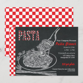 スパゲッティ パスタ ラスティック チョーク イベント ディナー パーティ 招待状
