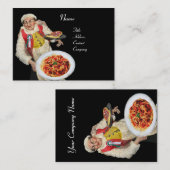 スパゲッティ&ピザパーティーイタリアンキッチンブラックレッド 名刺 (正面/裏面)