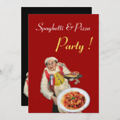 スパゲッティ&ピザパーティー，レストランブラックレッド 招待状 (正面/裏面)