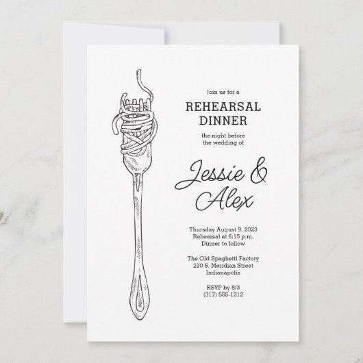 スパゲッティ リハーサル ディナー 招待状 (正面)