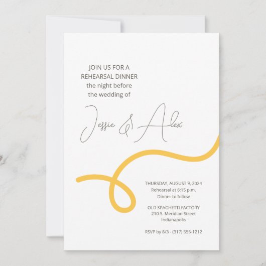 スパゲッティ リハーサル ディナー 招待状 (正面)