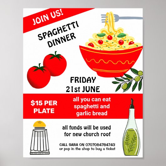 スパゲッティ Spag Bowl 募金イベントポスター | Char ポスター (正面)