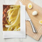 "スパゲッティBolognese"デザインの台所タオル キッチンタオル (四つ折り)