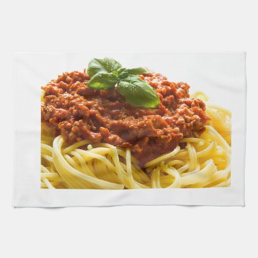"スパゲッティBolognese"デザインの台所タオル キッチンタオル (横)