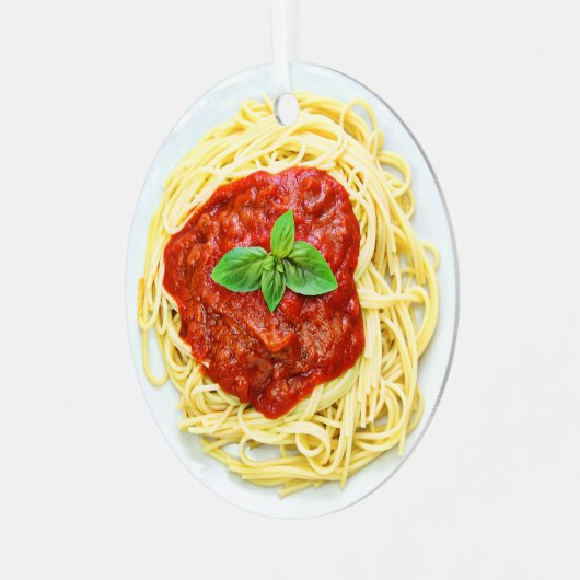 スパゲティおもしろいガグギフトフードクリスマス メタルオーナメント (正面左)