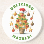 スパゲティおもしろいクリスマスツリーDelizioso Natale! コースター (正面)