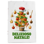 スパゲティおもしろいクリスマスツリーDelizioso Natale! ミディアムペーパーバッグ (正面)