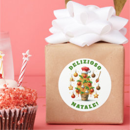 スパゲティおもしろいクリスマスツリーDelizioso Natale! ラウンドシール