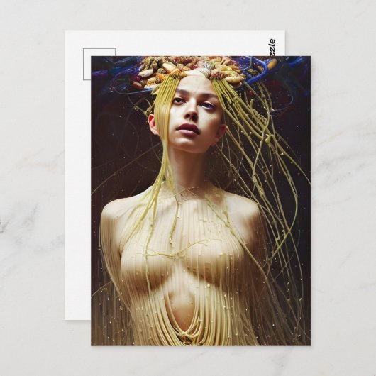 スパゲティの服を着た女性 ポストカード (正面/裏面)