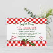 スパゲティイタリアンディナー招待 – 赤/白 招待状 (スタンド正面)