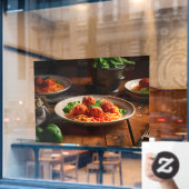 スパゲティイタリアンパスタミートボールトマトソース ウィンドウサイン (カフェ窓)