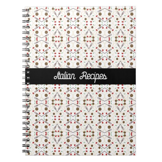 スパゲティカッコいいミートボールパターン ノートブック (正面)