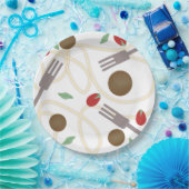 スパゲティカッコいいミートボールパターン ペーパープレート (パーティー)