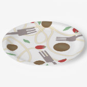 スパゲティカッコいいミートボールパターン ペーパープレート (アングル)